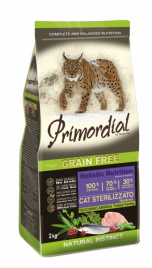 Primordial сухой корм для кошек стерилизованных беззерновой с индейкой и сельдью 2 кг